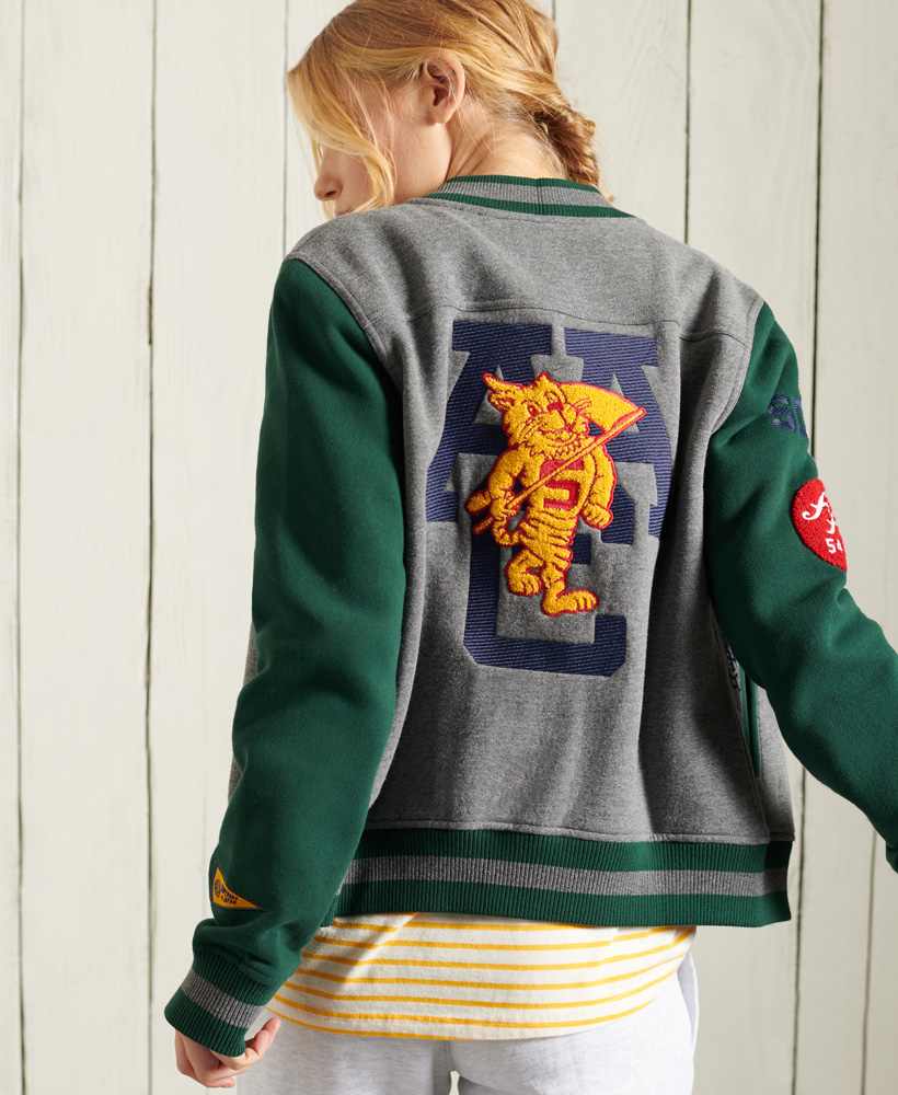 collegiate scripted baseball bomber jacket